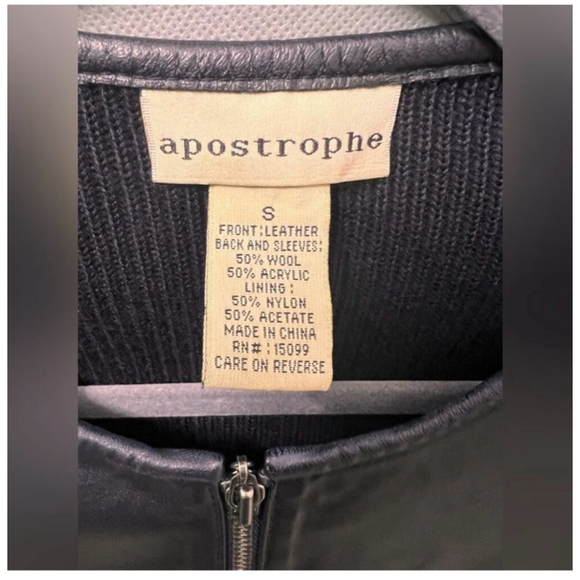 Apostrophe Leather & Wool Blend Jacket, Size Small, Vintage Y2K - Picture 4 of 7